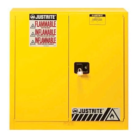Justrite 30 gal, 1 Shelves, 18-Gauge Steel, 36 in W x 35 in H x 24 in D, Yellow 893300